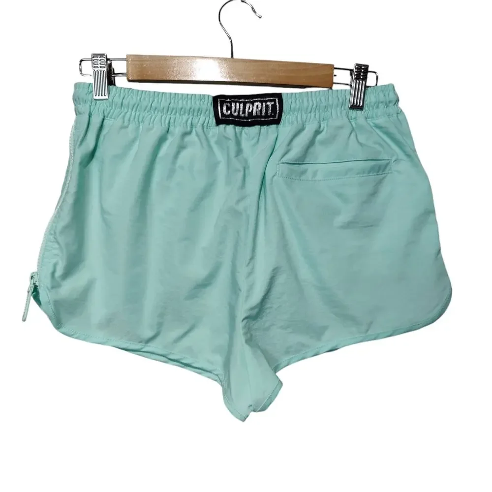 Culprit Women's Sz M BaeThing Swim Shorts Mint Julep Green Vented Side